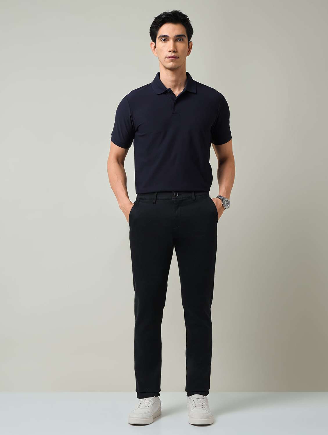 men solid mid rise chinos casual trouser - 22501902 -  Standard Image - 5