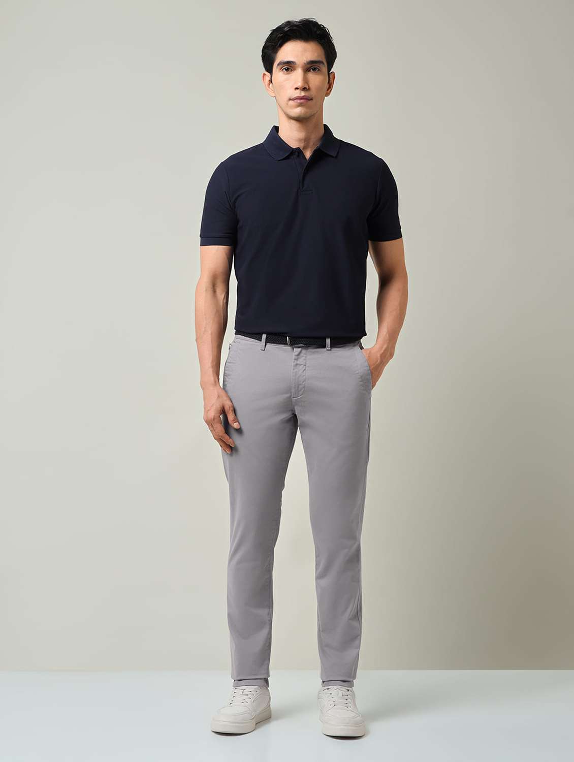 men solid mid rise chinos casual trouser - 22501903 -  Standard Image - 5