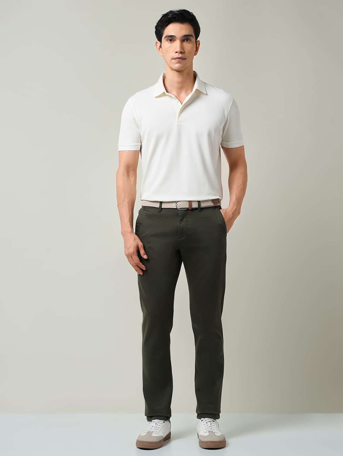 men solid mid rise chinos casual trouser - 22501904 -  Standard Image - 5