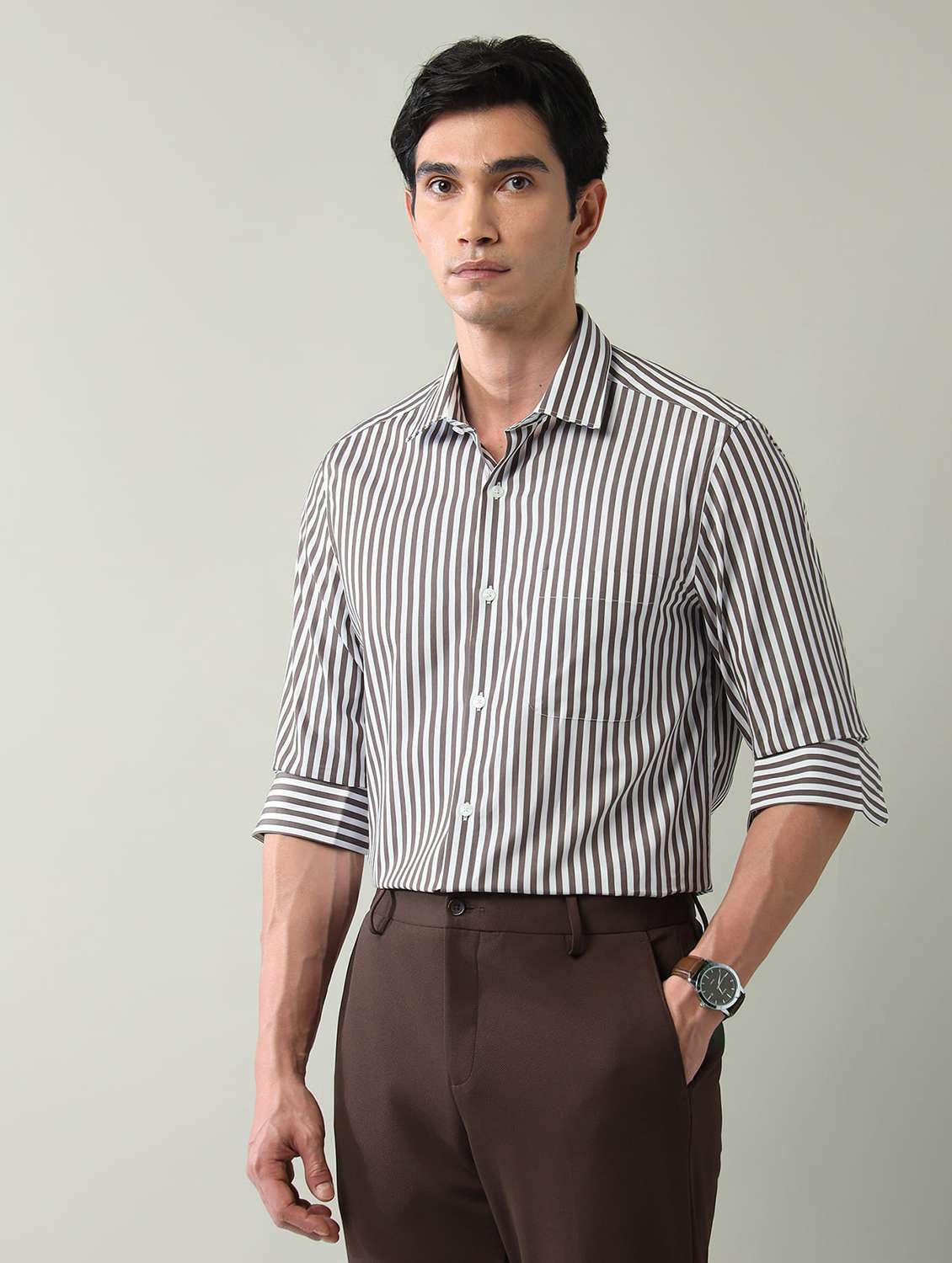 men striped long sleeve regular fit casual shirt - 22501913 -  Standard Image - 3
