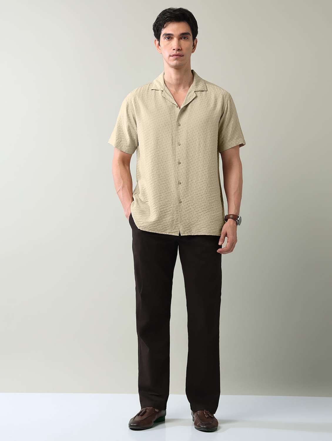 men self design short sleeve regular fit casual shirt - 22501919 -  Standard Image - 5