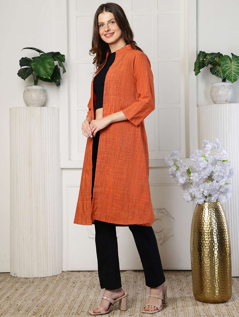 Women Printed Three Quarter Sleeves Long Shrug - 22501949 -  Standard Image - 3