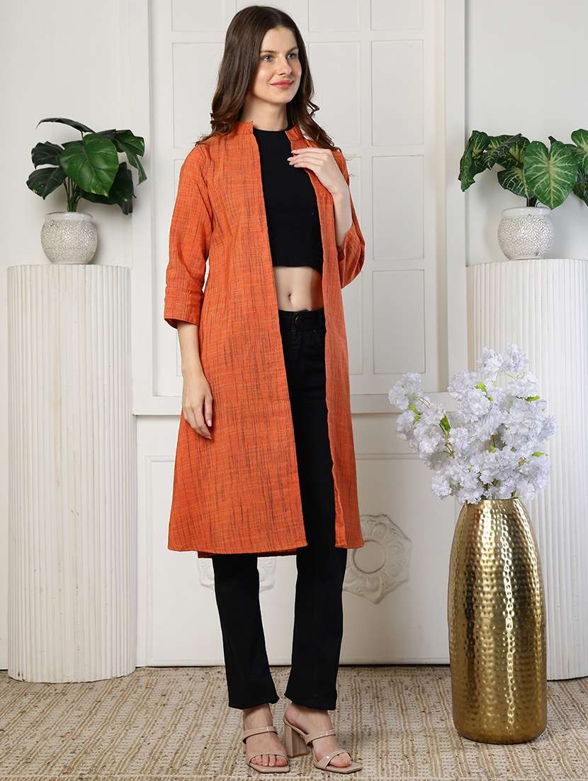 Women Printed Three Quarter Sleeves Long Shrug - 22501949 -  Standard Image - 5