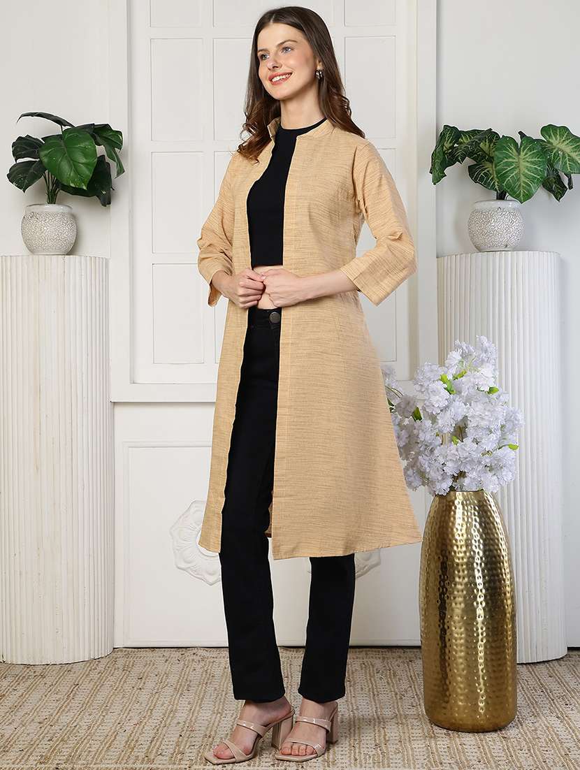 women self design three quarter sleeves regular shrug - 22501950 -  Standard Image - 3