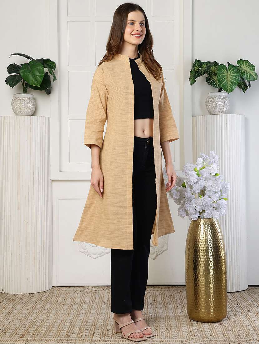 women self design three quarter sleeves regular shrug - 22501950 -  Standard Image - 5