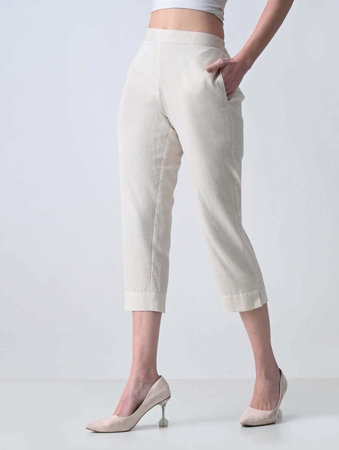 Women Solid Mid Rise Tapered Pant - 22501997 -  Standard Image - 3
