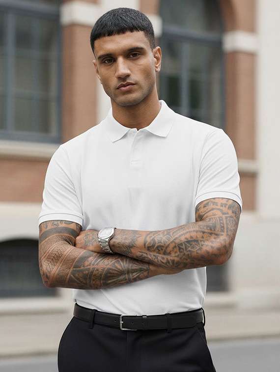 men solid short sleeve regular fit polo t-shirt