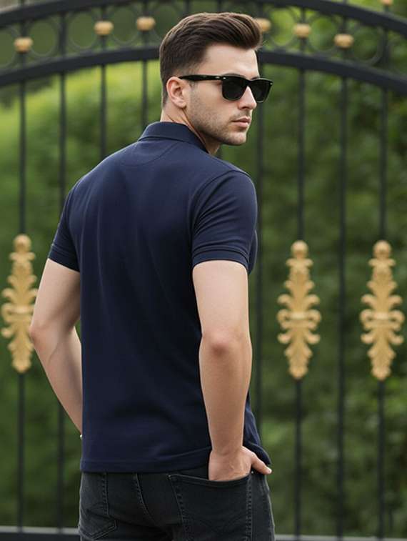 men solid short sleeve slim fit polo t-shirt - 22502033 -  Standard Image - 3