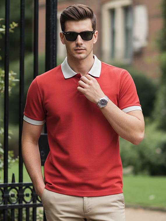 men solid short sleeve regular fit polo t-shirt