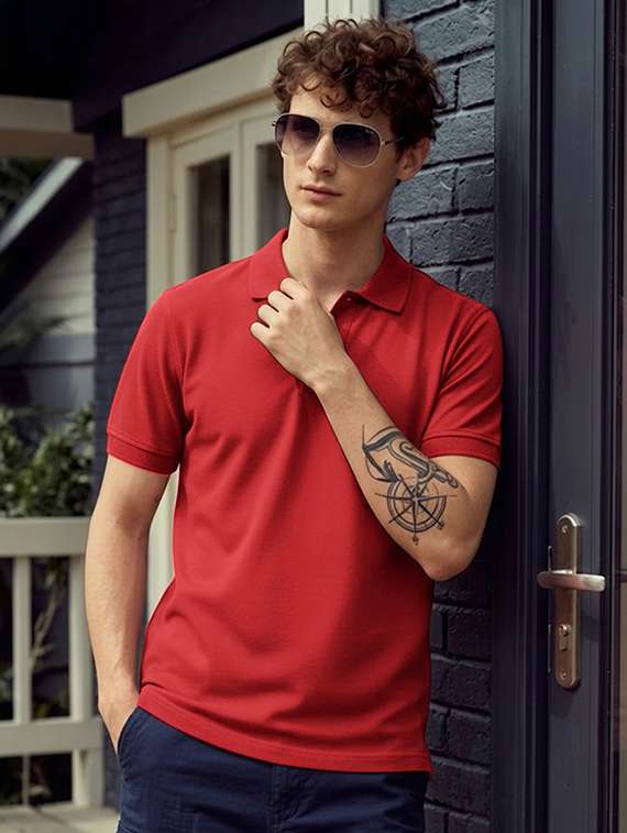 men solid short sleeve regular fit polo t-shirt