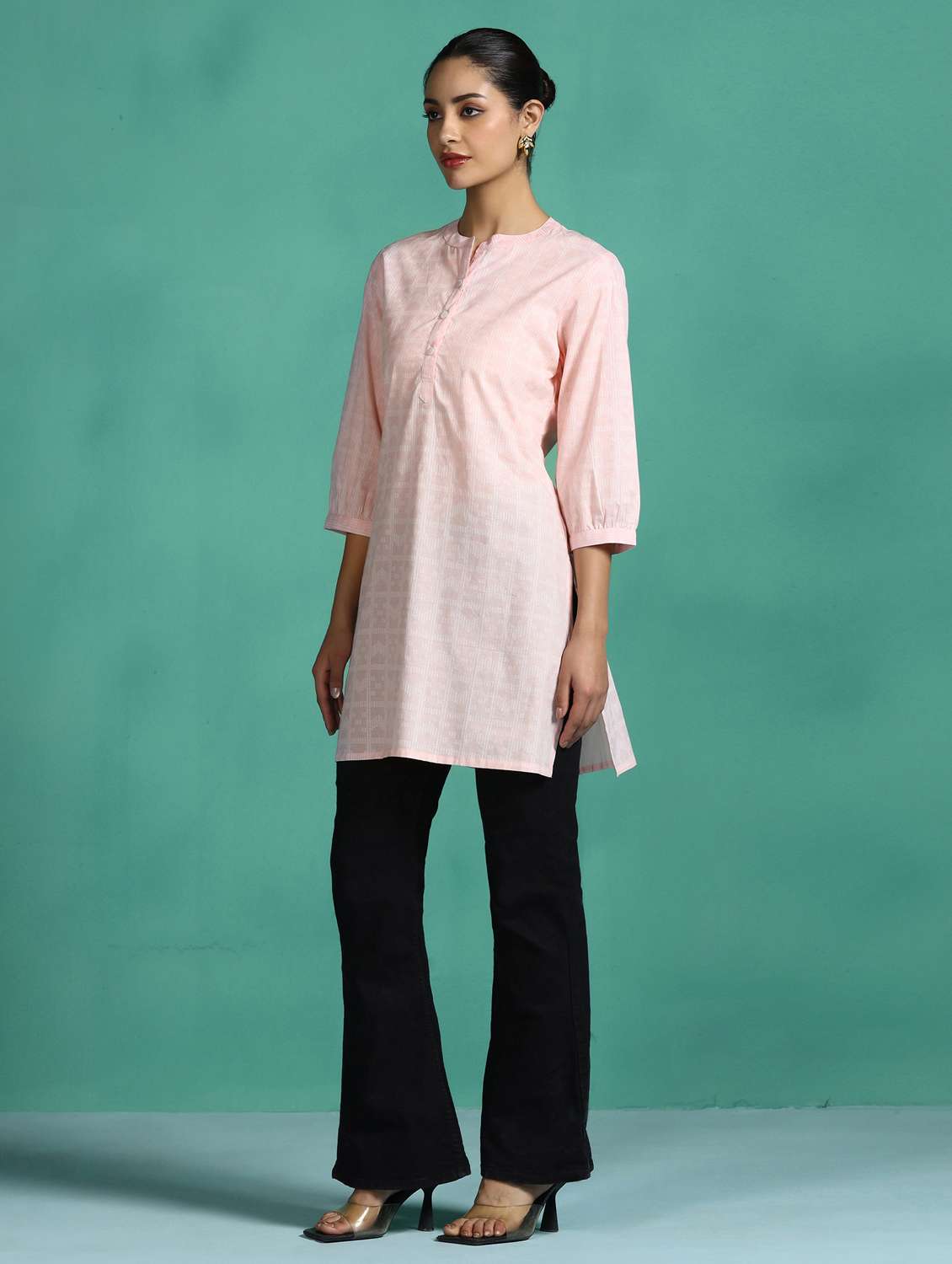 women printed three quarter sleeves straight kurti - 22502038 -  Standard Image - 3