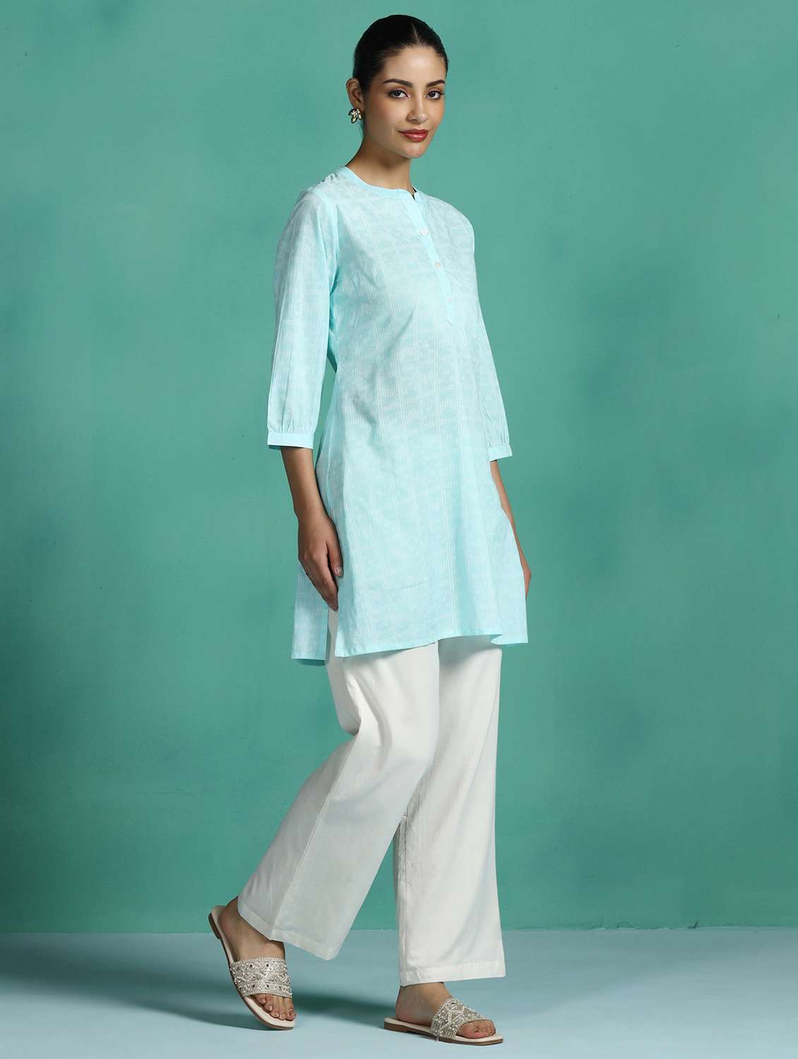 women printed three quarter sleeves straight kurti - 22502039 -  Standard Image - 5
