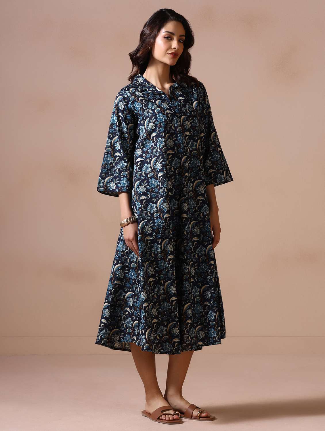 women floral three quarter sleeve a-line ethnic dress - 22502047 -  Standard Image - 5