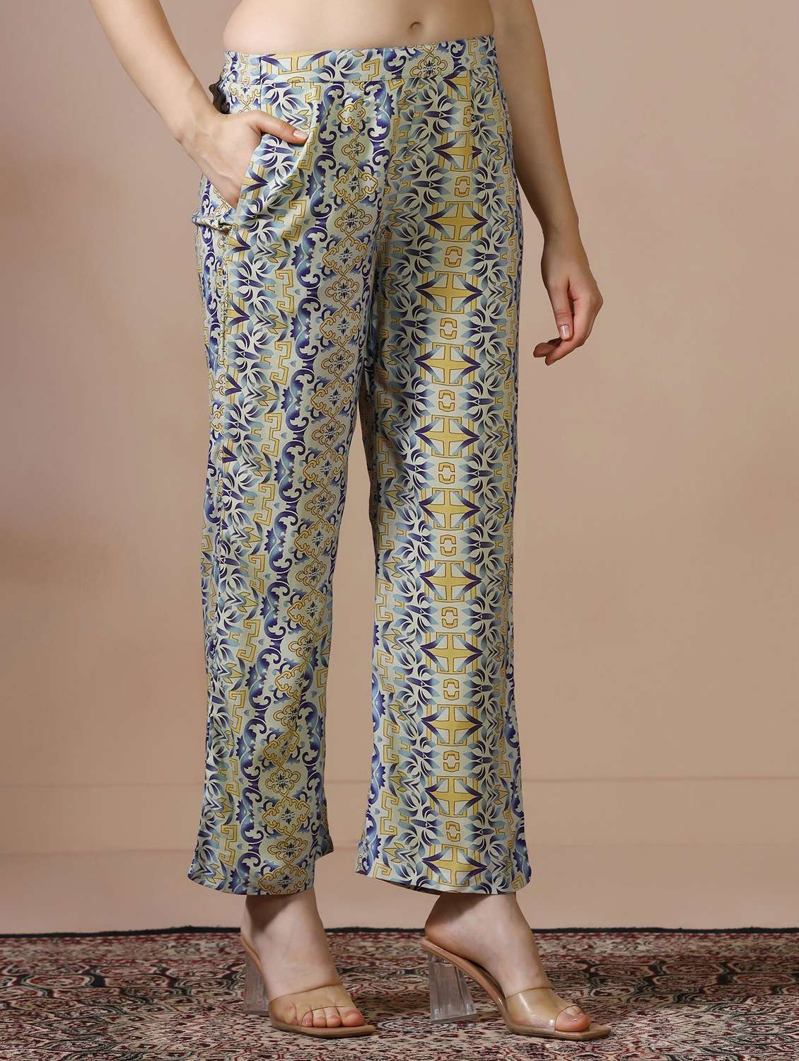women printed three quarter sleeve ethnic co-ord set - 22502084 -  Standard Image - 5