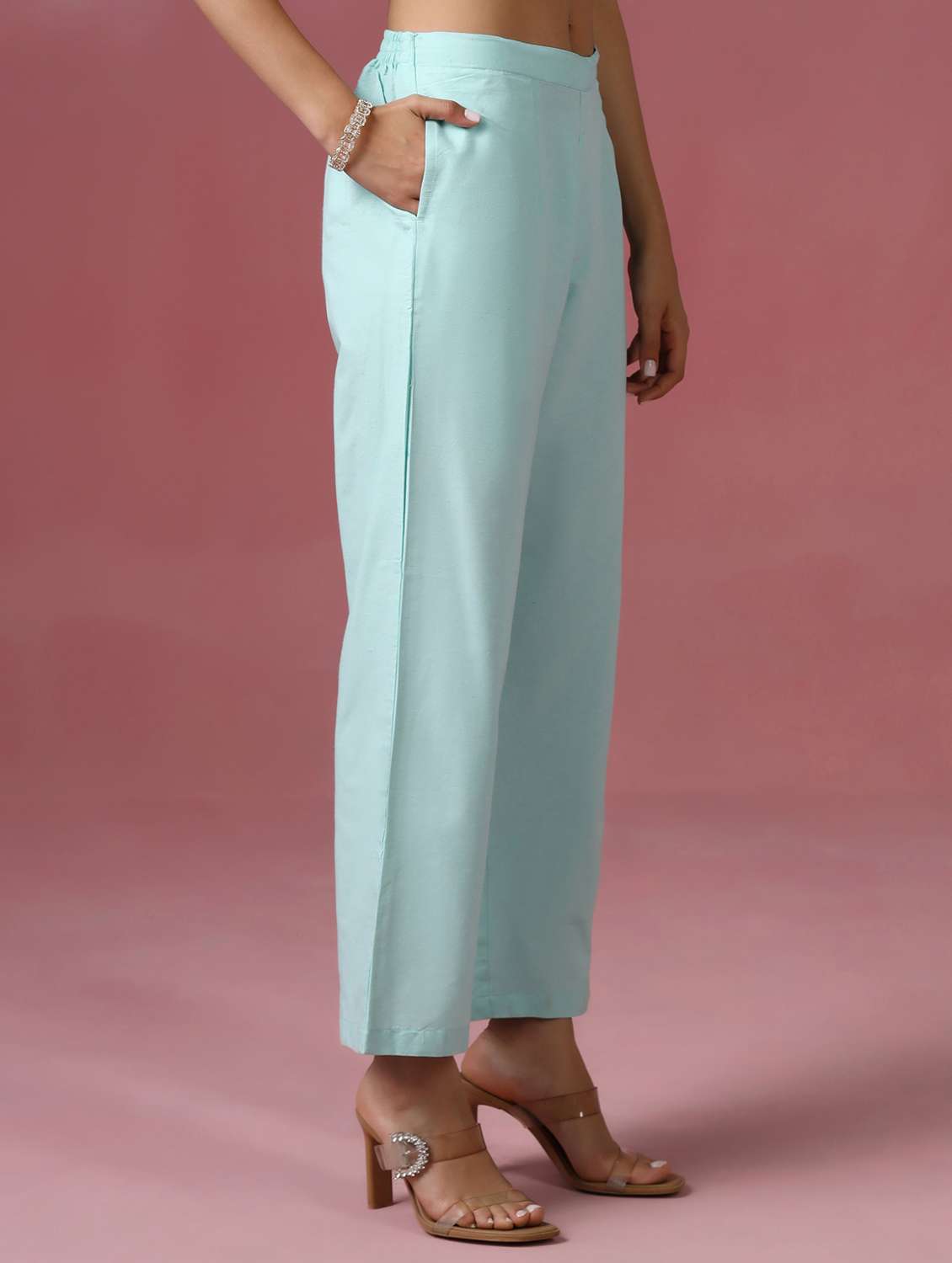 women solid three quarter sleeve kurta pant set - 22502090 -  Standard Image - 5