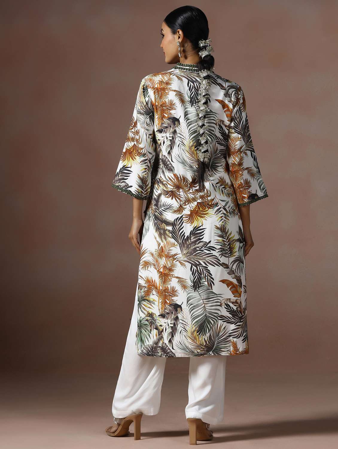 women printed three quarter sleeve kurta pant set - 22502098 -  Standard Image - 3