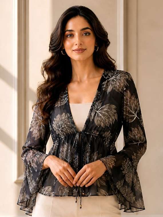 women floral printed peplum top
