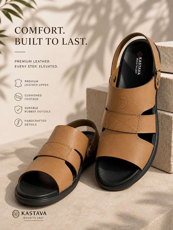 men solid back strap sandal - 22502102 -  Standard Image - 5