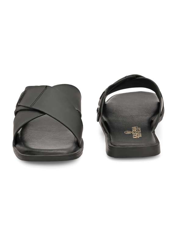 men black slip on sandal - 22502106 -  Standard Image - 3