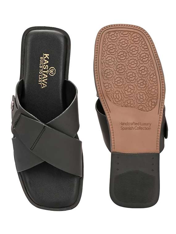 men black slip on sandal - 22502106 -  Standard Image - 5