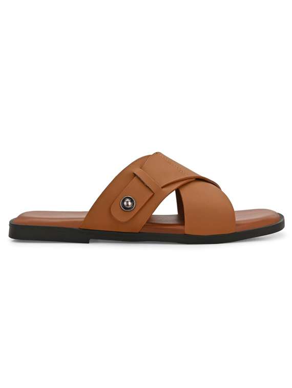 men tan slip on sandal - 22502108 -  Standard Image - 3