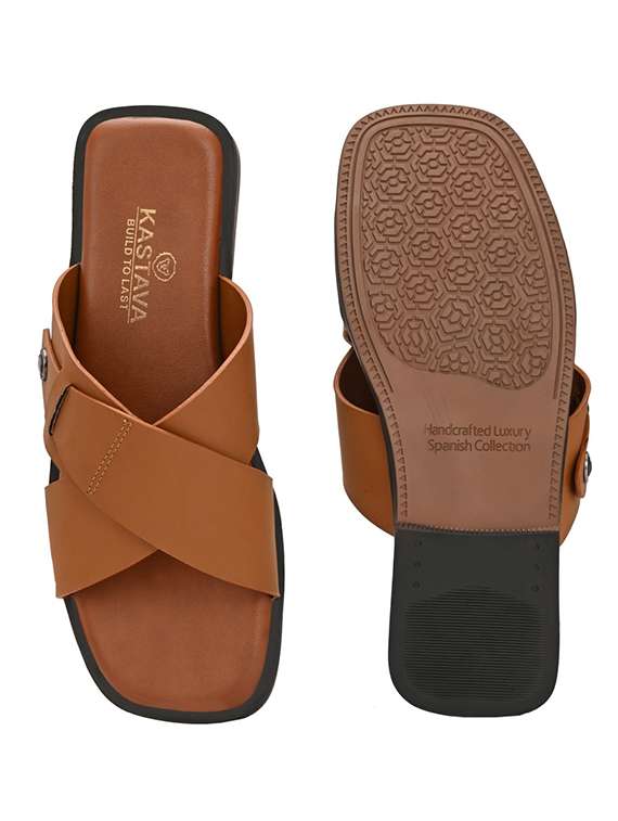 men tan slip on sandal - 22502108 -  Standard Image - 5