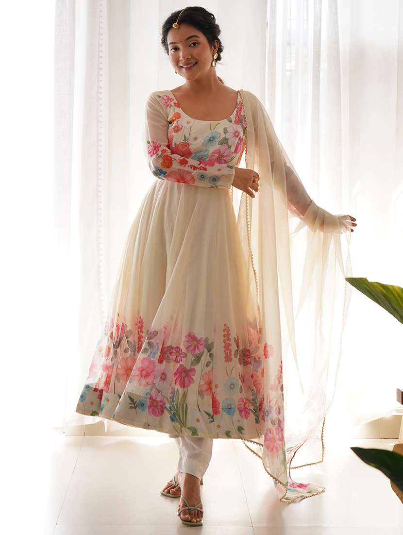 women printed long sleeves anarkali suit set - 22502113 -  Standard Image - 3