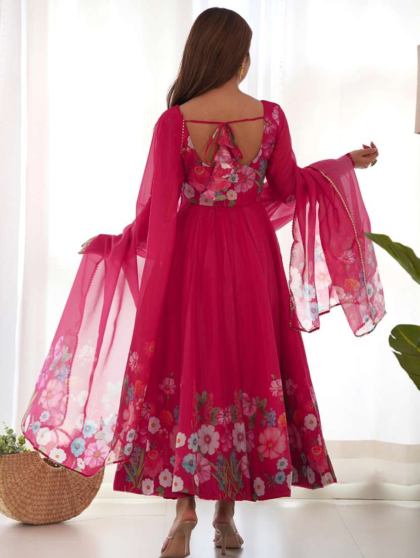 women printed long sleeves anarkali suit set - 22502115 -  Standard Image - 3