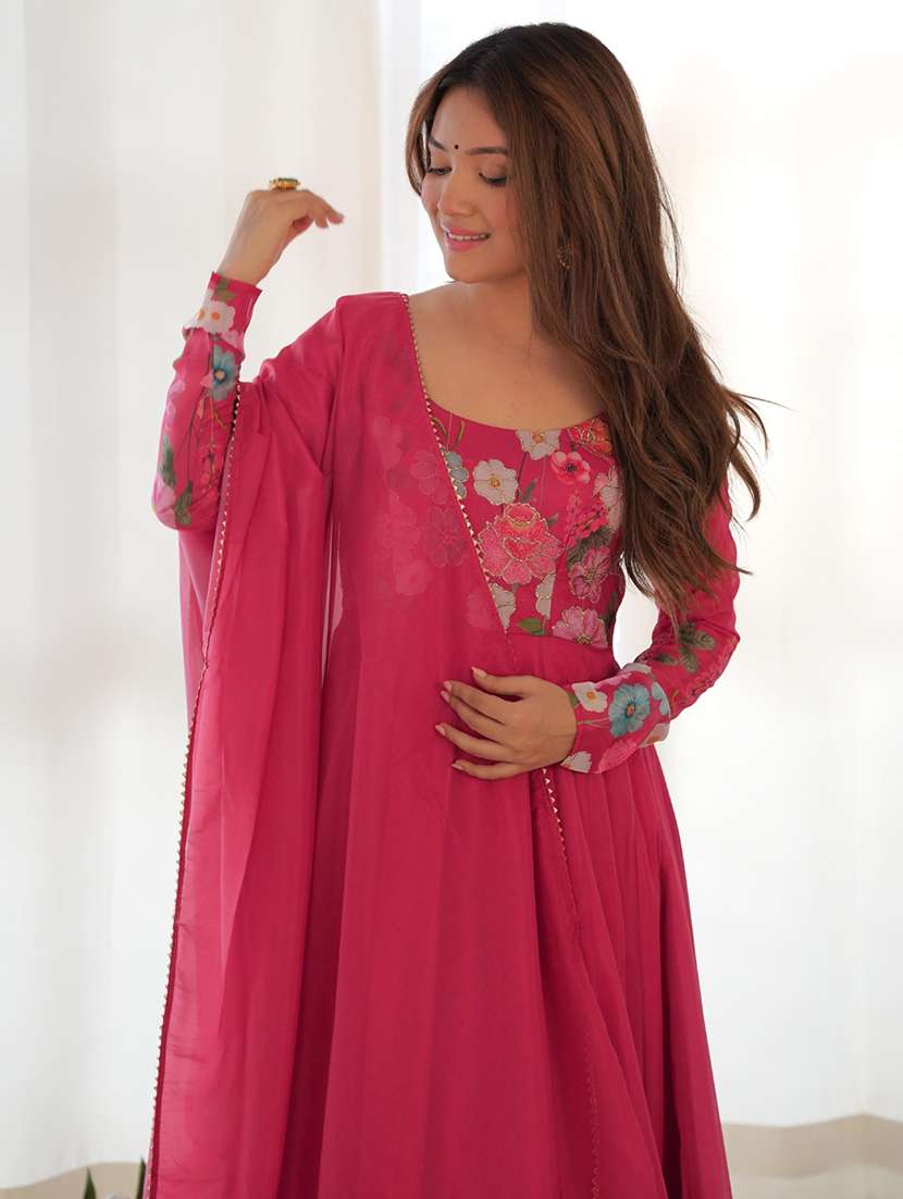 women printed long sleeves anarkali suit set - 22502115 -  Standard Image - 5