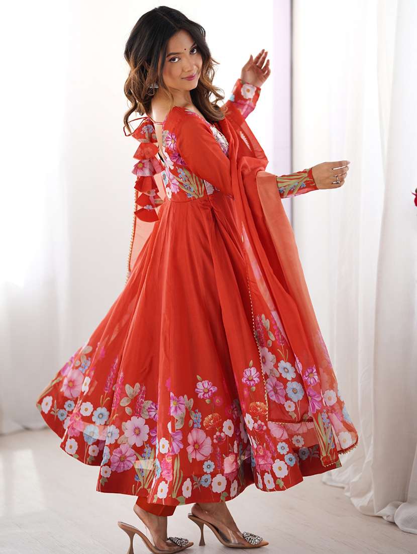 Women Printed Long Sleeves Anarkali Suit Set - 22502116 -  Standard Image - 5