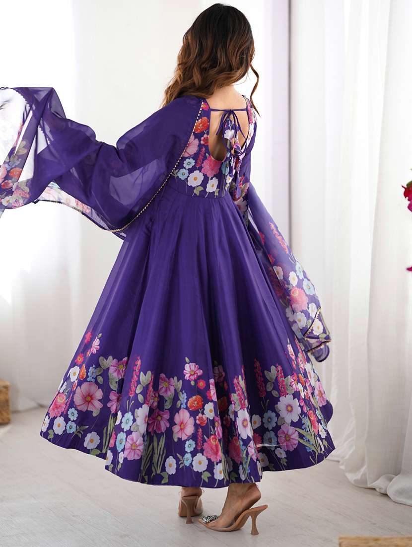 women printed long sleeves anarkali suit set - 22502117 -  Standard Image - 3