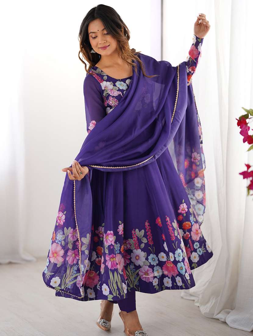 women printed long sleeves anarkali suit set - 22502117 -  Standard Image - 5