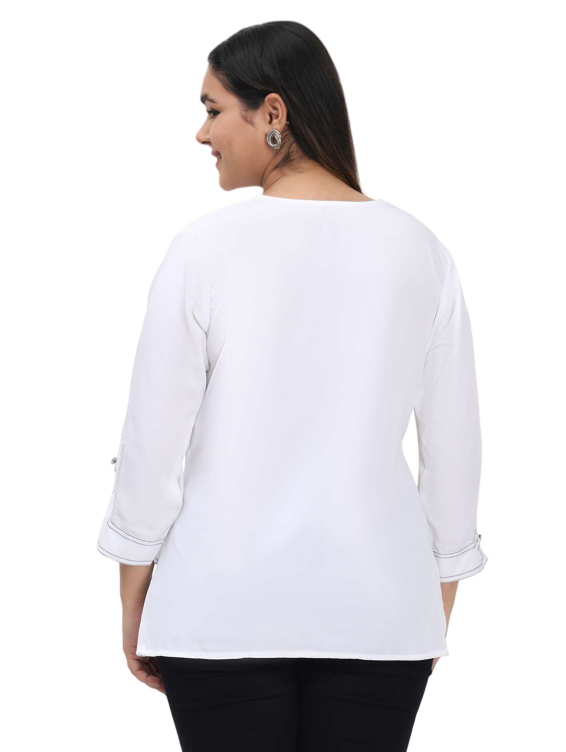 Women Solid Three Quarter Sleeve Regular Top - 22502124 -  Standard Image - 3