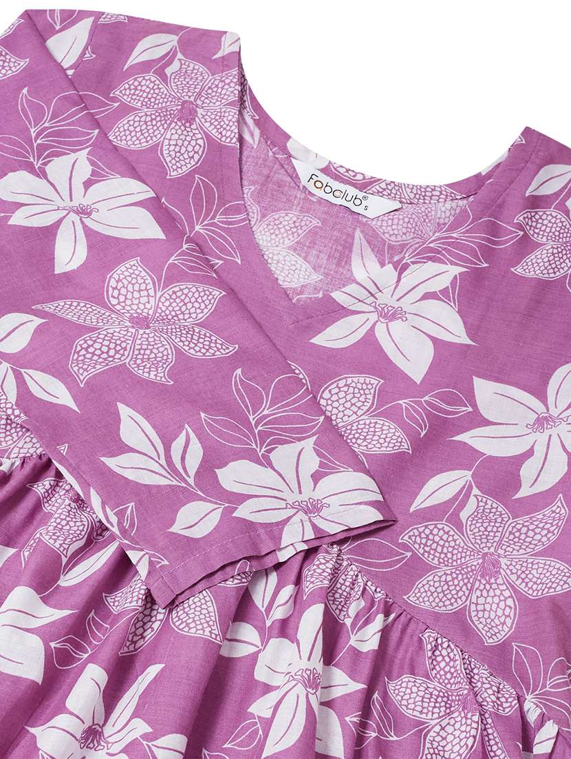 women printed v neck flared kurti - 22502143 -  Standard Image - 5