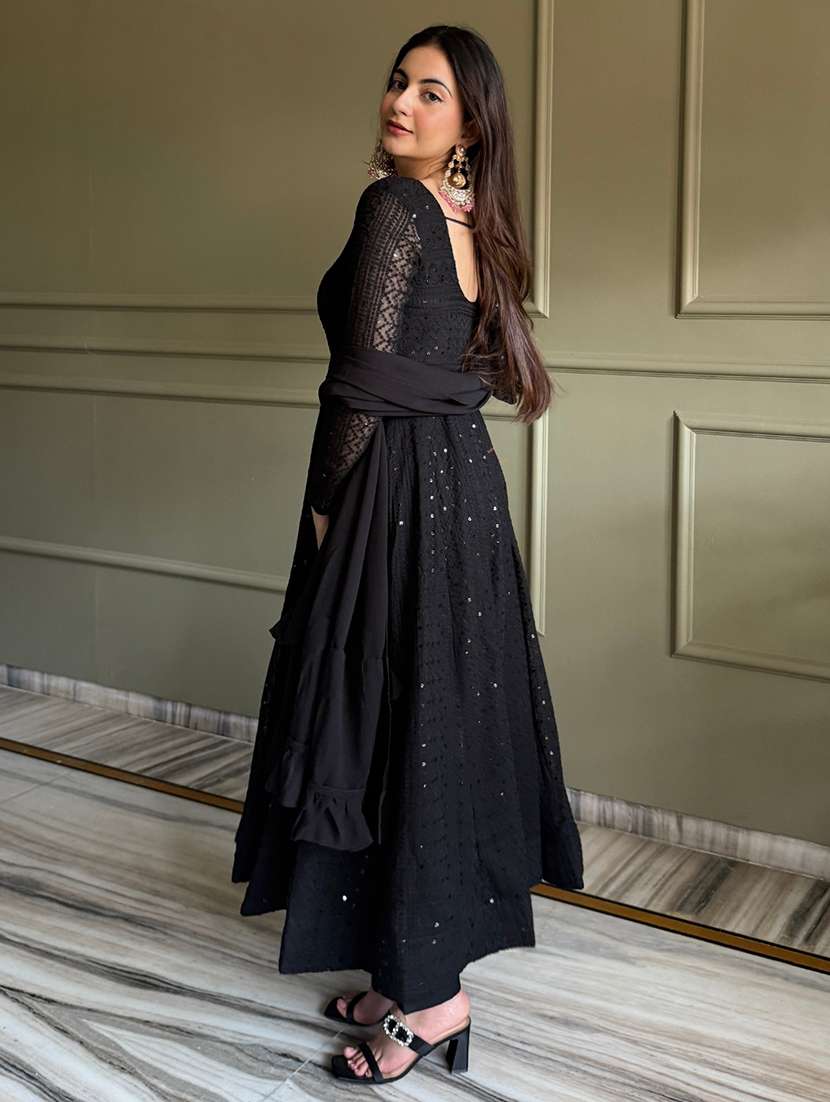 women embroidered long sleeves anarkali suit set - 22502153 -  Standard Image - 3