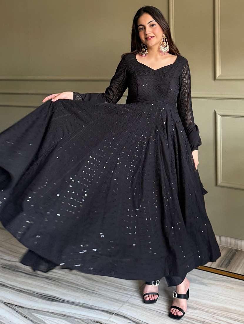 women embroidered long sleeves anarkali suit set - 22502153 -  Standard Image - 5