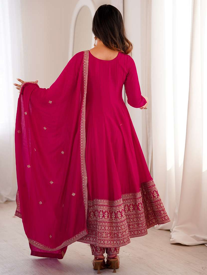 women embroidered long sleeves anarkali suit set - 22502155 -  Standard Image - 3
