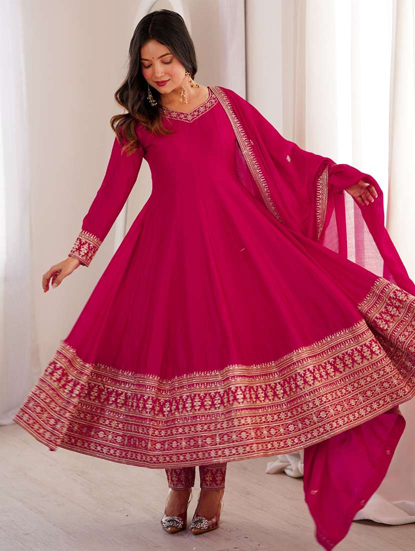 women embroidered long sleeves anarkali suit set - 22502155 -  Standard Image - 5