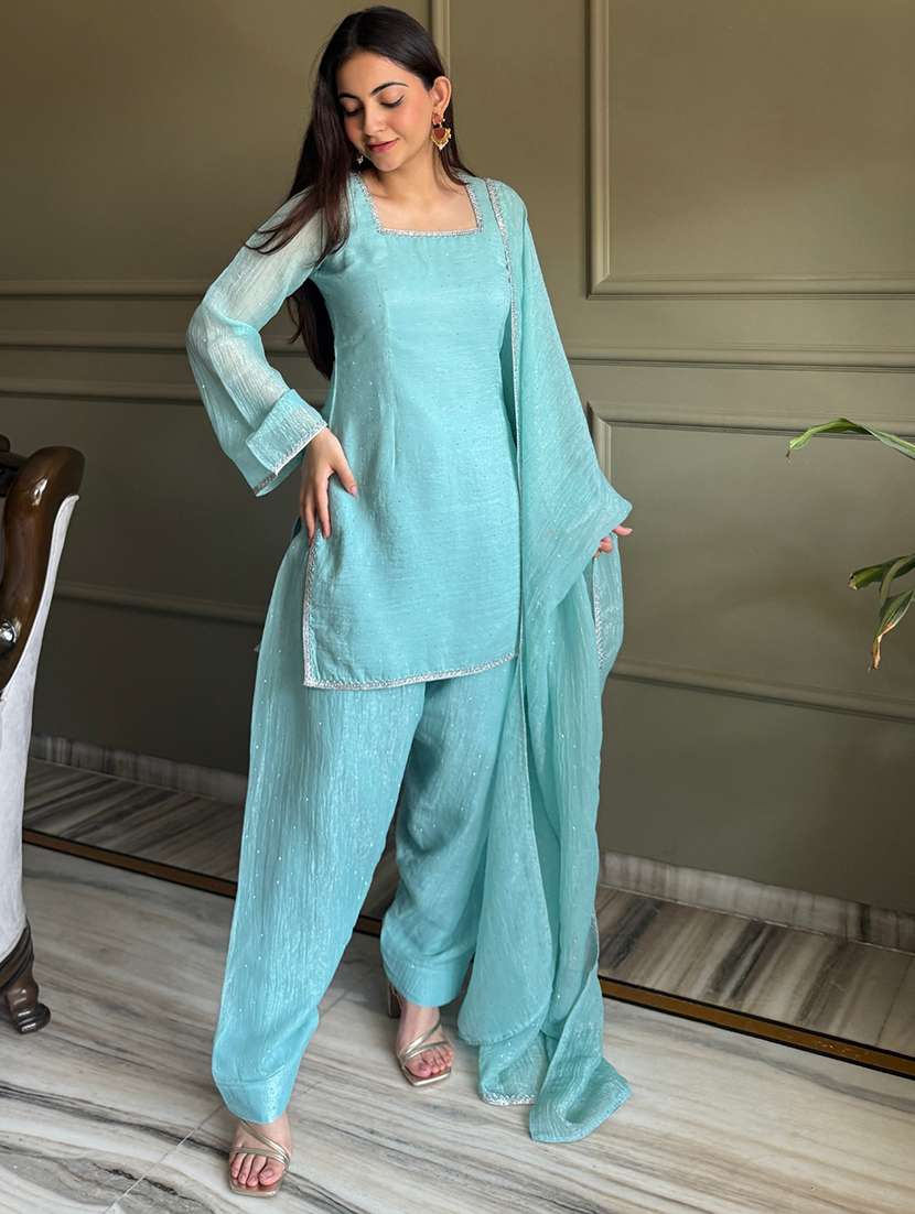 women self design long sleeves kurta and patiala suit set - 22502156 -  Standard Image - 5
