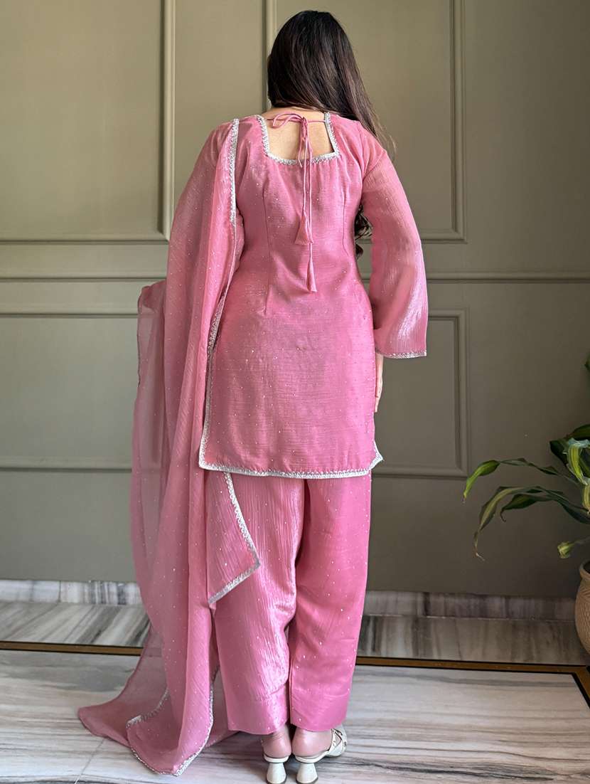 women self design long sleeves kurta and patiala suit set - 22502157 -  Standard Image - 3
