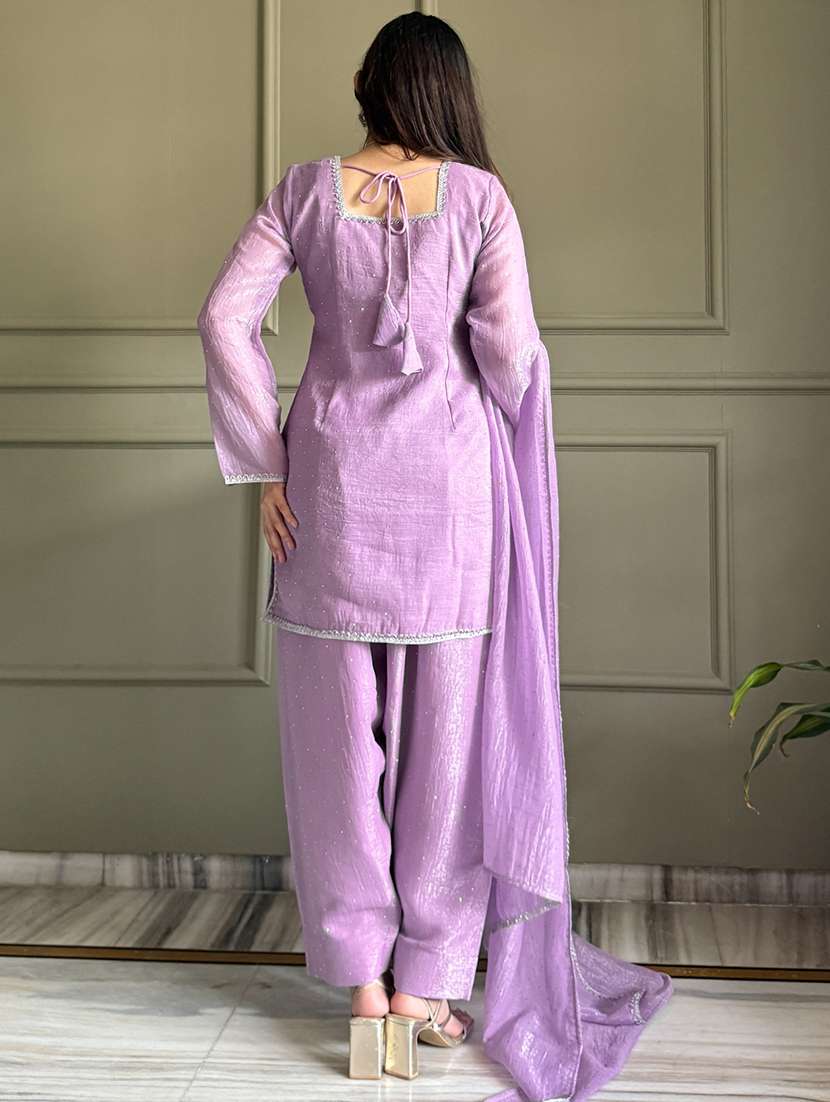 women self design long sleeves kurta and patiala suit set - 22502158 -  Standard Image - 3