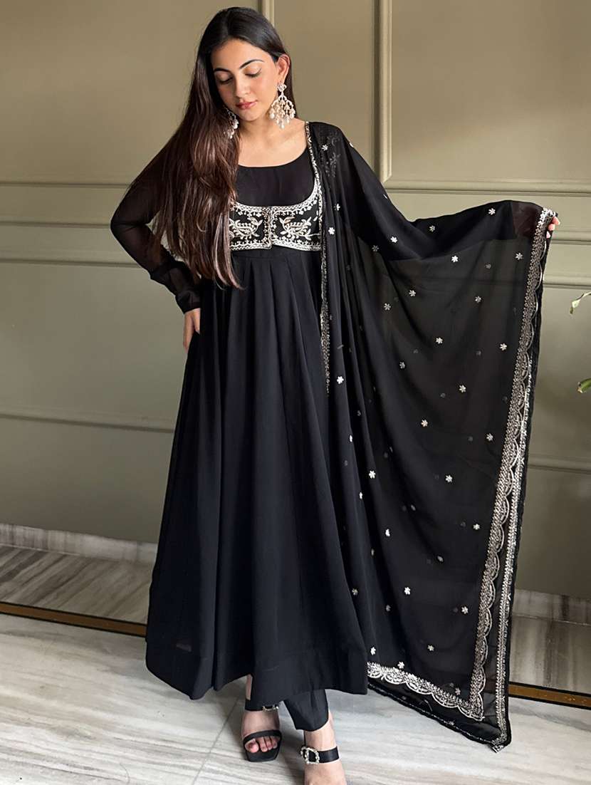 women embroidered long sleeves anarkali suit set - 22502161 -  Standard Image - 5