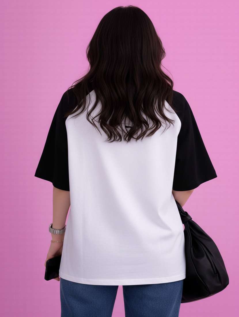 women printed raglan sleeve oversized t-shirt - 22502295 -  Standard Image - 3