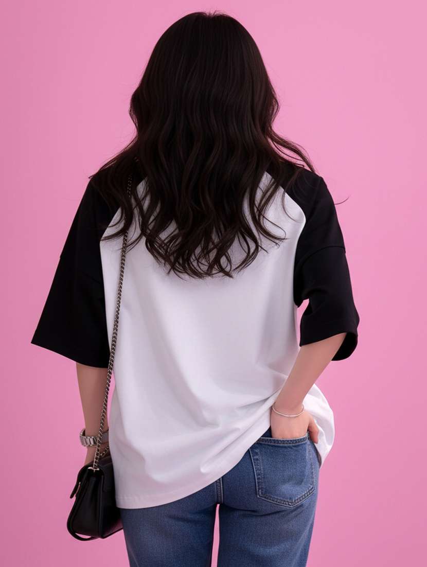 women printed raglan sleeve oversized t-shirt - 22502299 -  Standard Image - 3