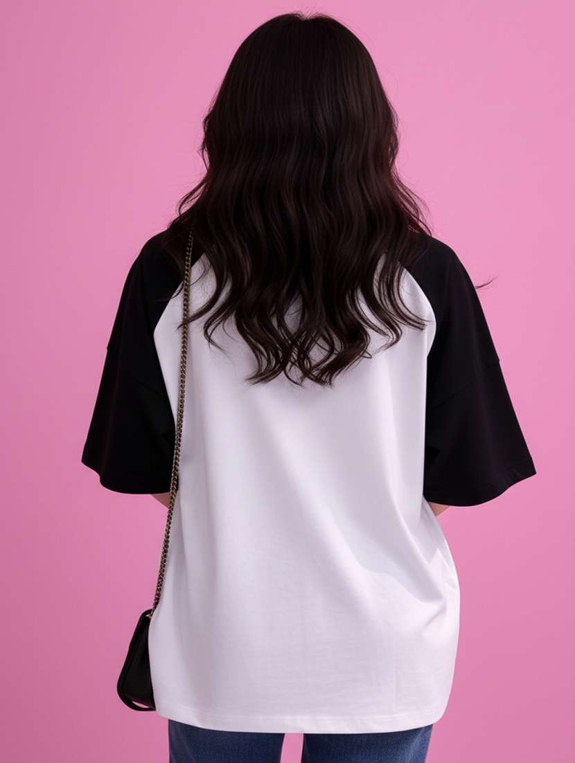 women printed raglan sleeve oversized t-shirt - 22502303 -  Standard Image - 3