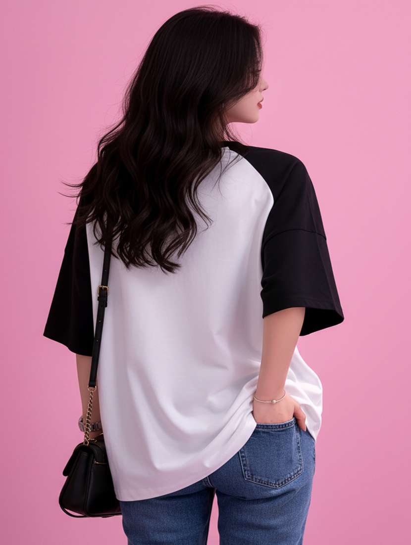 women printed raglan sleeve oversized t-shirt - 22502307 -  Standard Image - 3