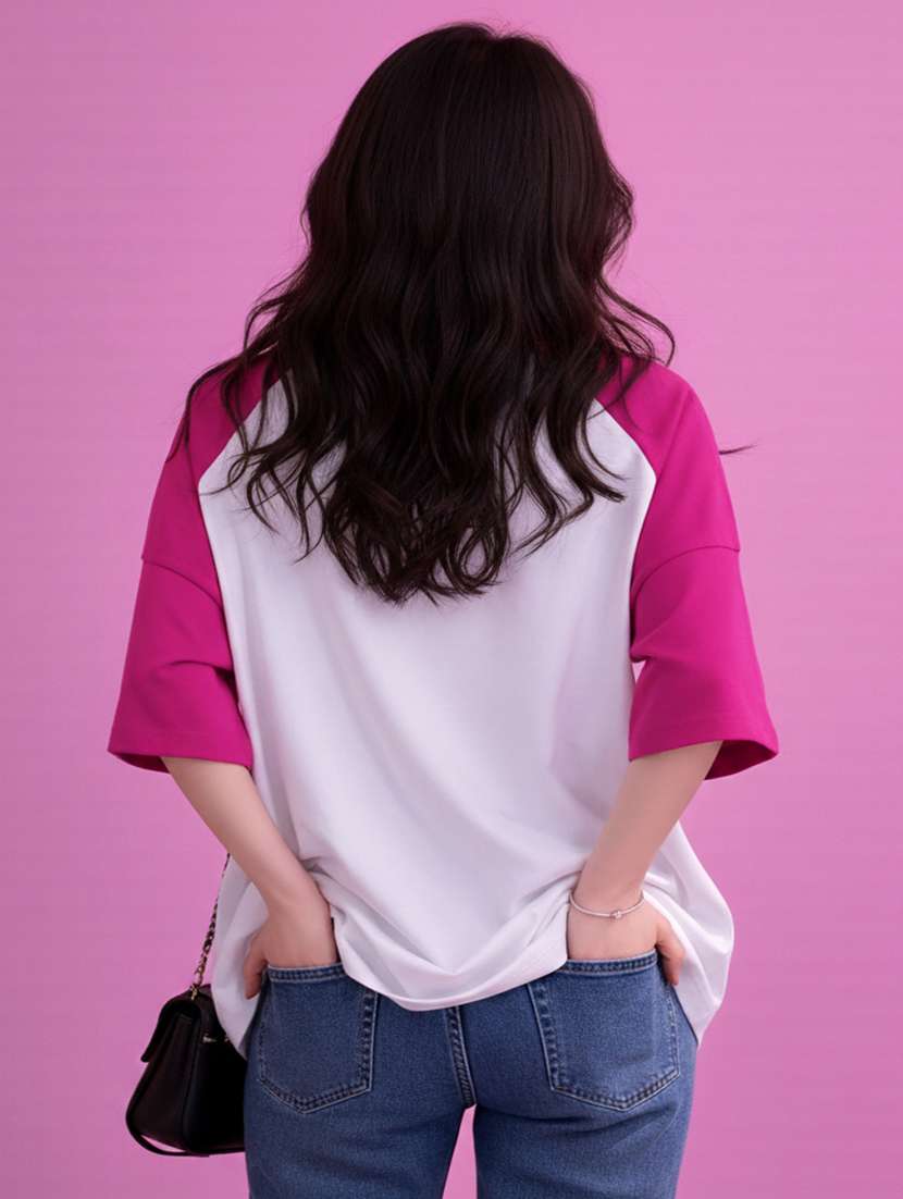 women printed raglan sleeve oversized t-shirt - 22502310 -  Standard Image - 3