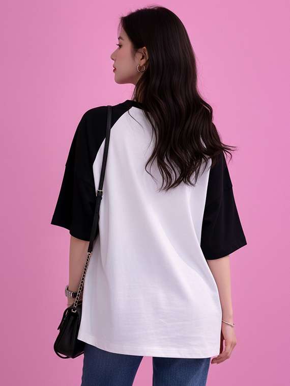 women printed raglan sleeve oversized t-shirt - 22502311 -  Standard Image - 3