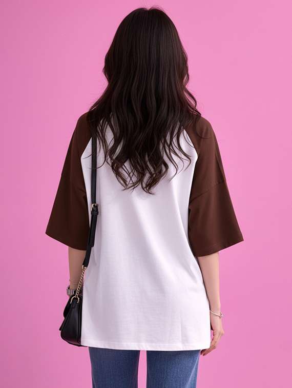 women printed raglan sleeve oversized t-shirt - 22502312 -  Standard Image - 3