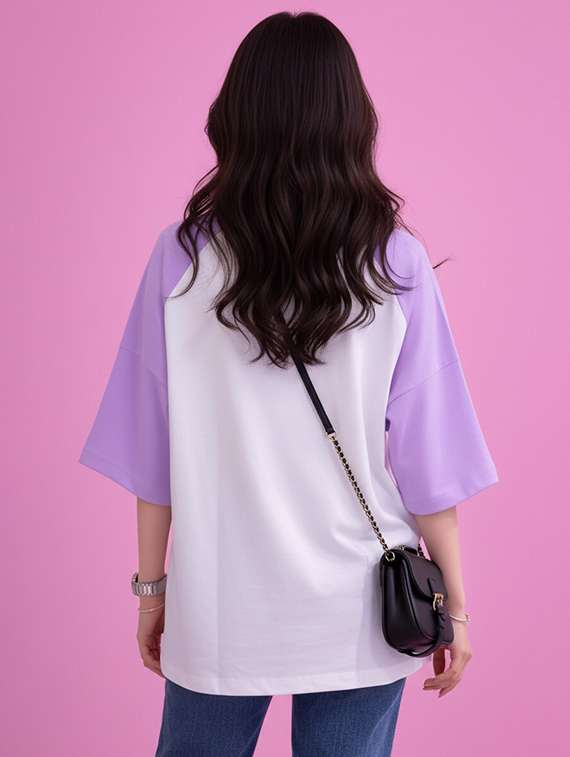women printed raglan sleeve oversized t-shirt - 22502313 -  Standard Image - 3